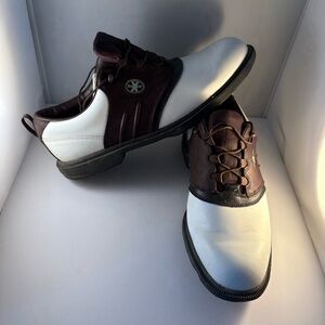 Footjoy Men X Dimension Premiere Leather Golf Shoes Size 10.5M White Brown 53050